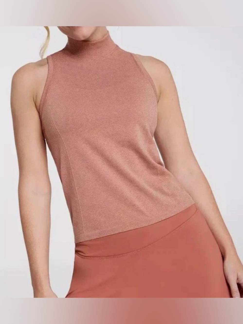 NWT CALIA Sleeveless Mock Neck Athleisure Golf Tennis Yoga Tank XL/L Dusty Rose